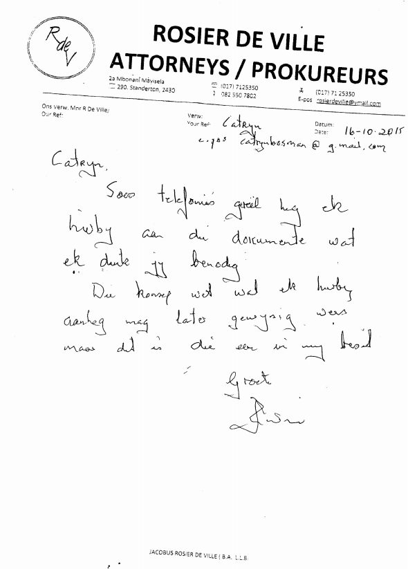 Rosirwetgewingbrief wetgewing