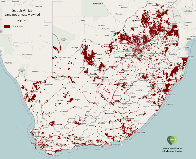 State controlled land in four maps